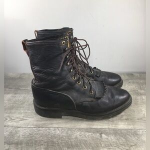 Justin 761 Leather Double Comfort Lace-Up Conductor Kiltie Packer Men’s Boots 10